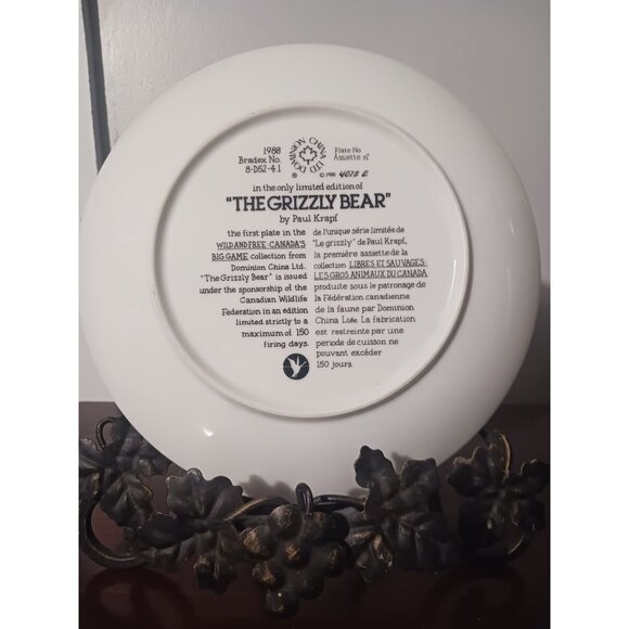 Limited Edition "The Grizzly Bear" Plate By Paul Krapf 1988 plate - Picture 4 of 4